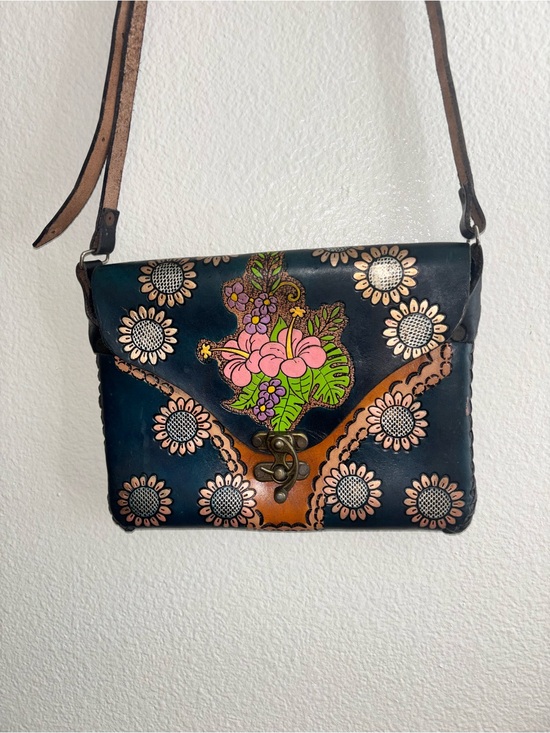Handbags - Sm Tooled Leather Purse Shoulder Boho Floral Bag Hobo Hippy Strap Envelope Flap